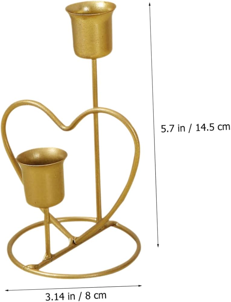 Mbajtëse metalike gold në formë zemre me 2 vende