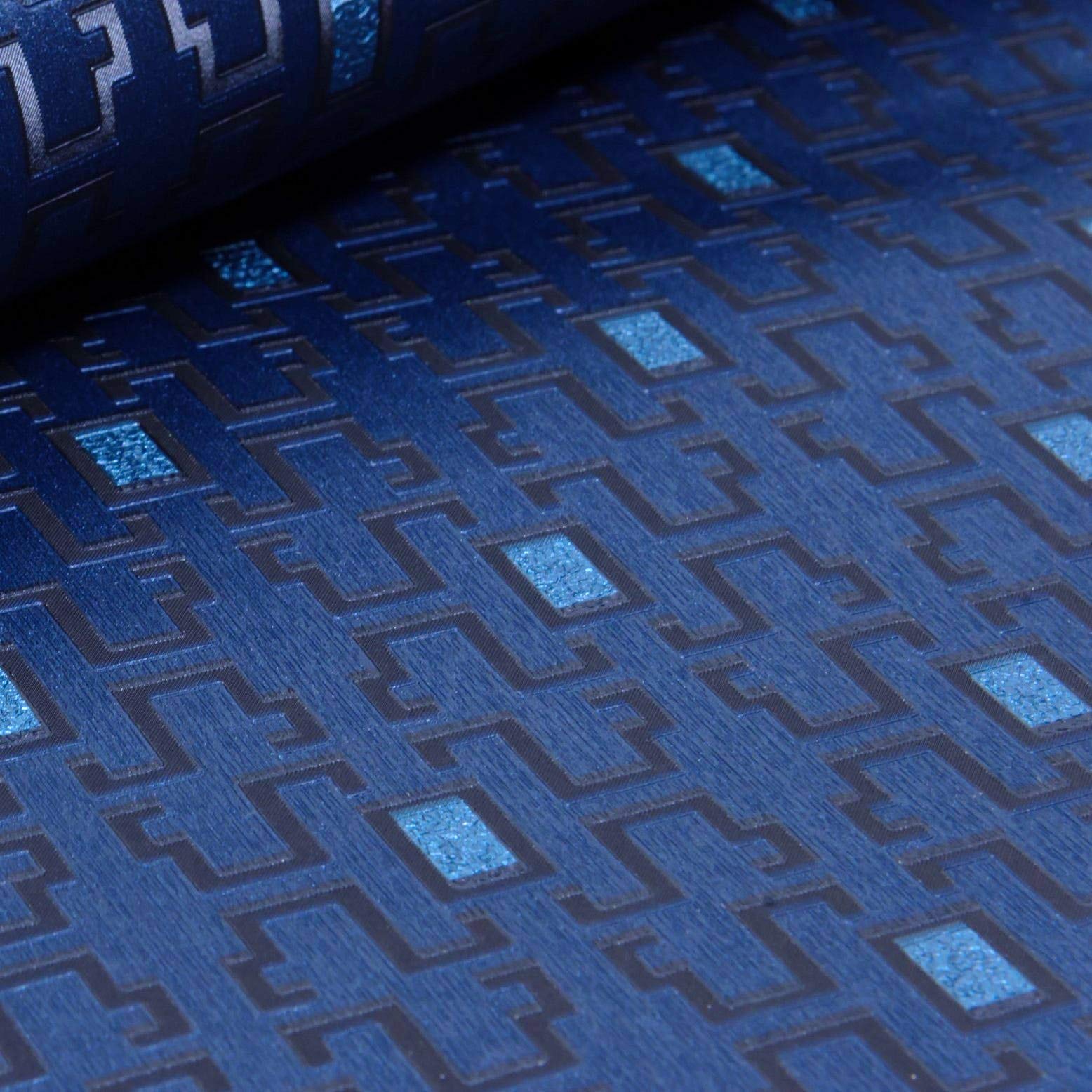 Letër muri me motive gjeometrike ngjyrë blu