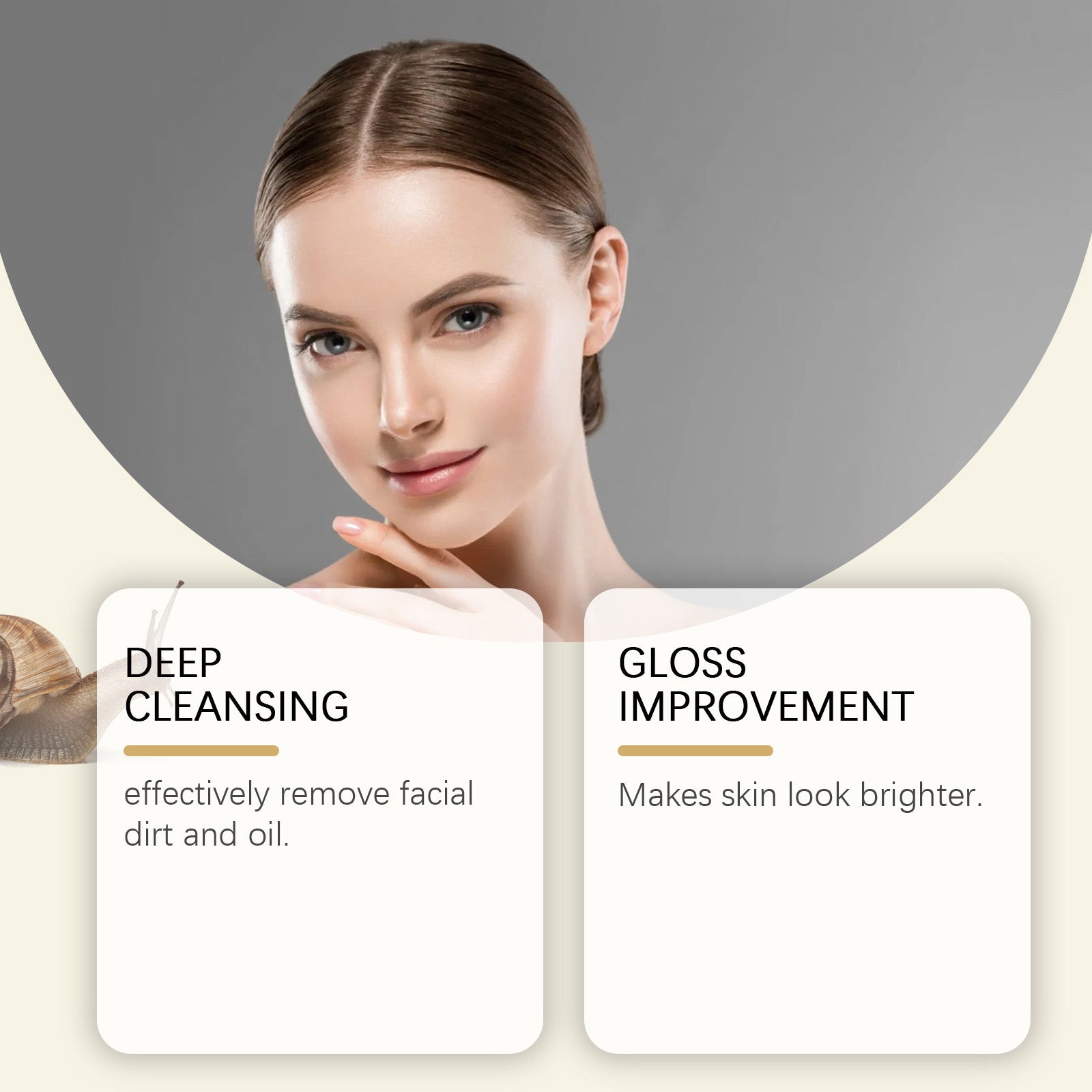 Larës për fytyrën në formë xheli, me mukus kërmilli, 150g