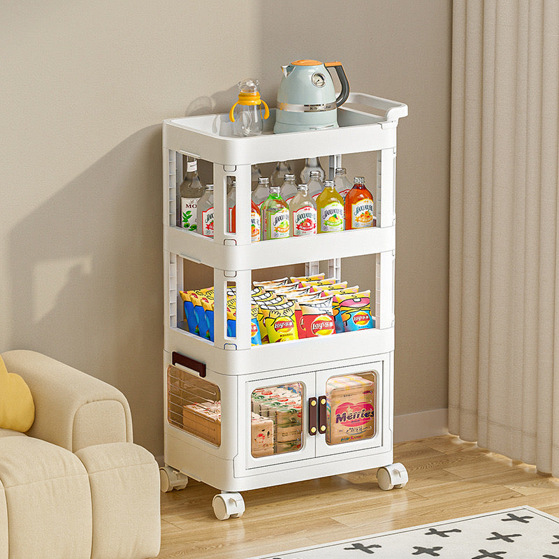 Raft organizues plastik me rrota lëvizëse (2 kate)