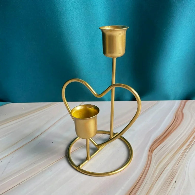 Mbajtëse metalike gold në formë zemre me 2 vende