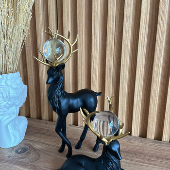 Objekt dekorativ allci, set 2 copë ne formë dreri me brinjë gold dhe top xhami