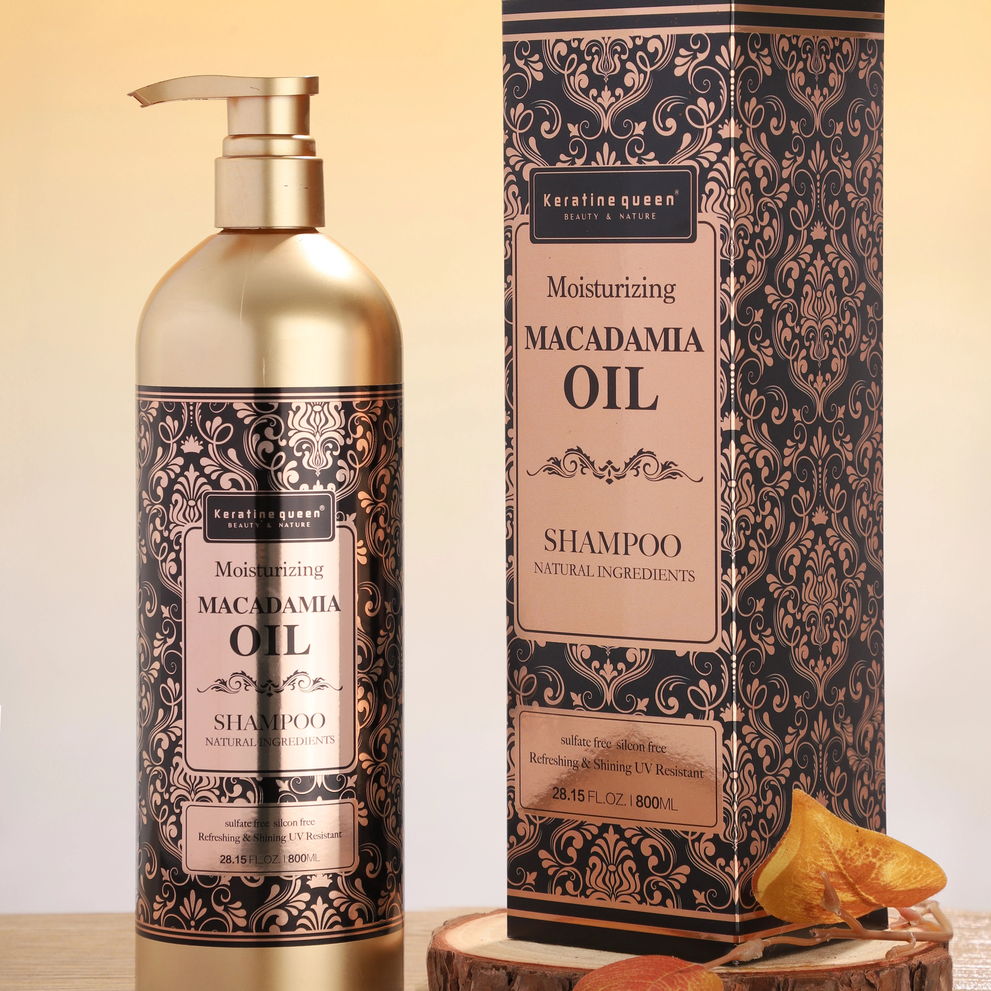 Shampo, zbutës dhe maskë flokësh nga Keratine Queen “Macadamia Oil”