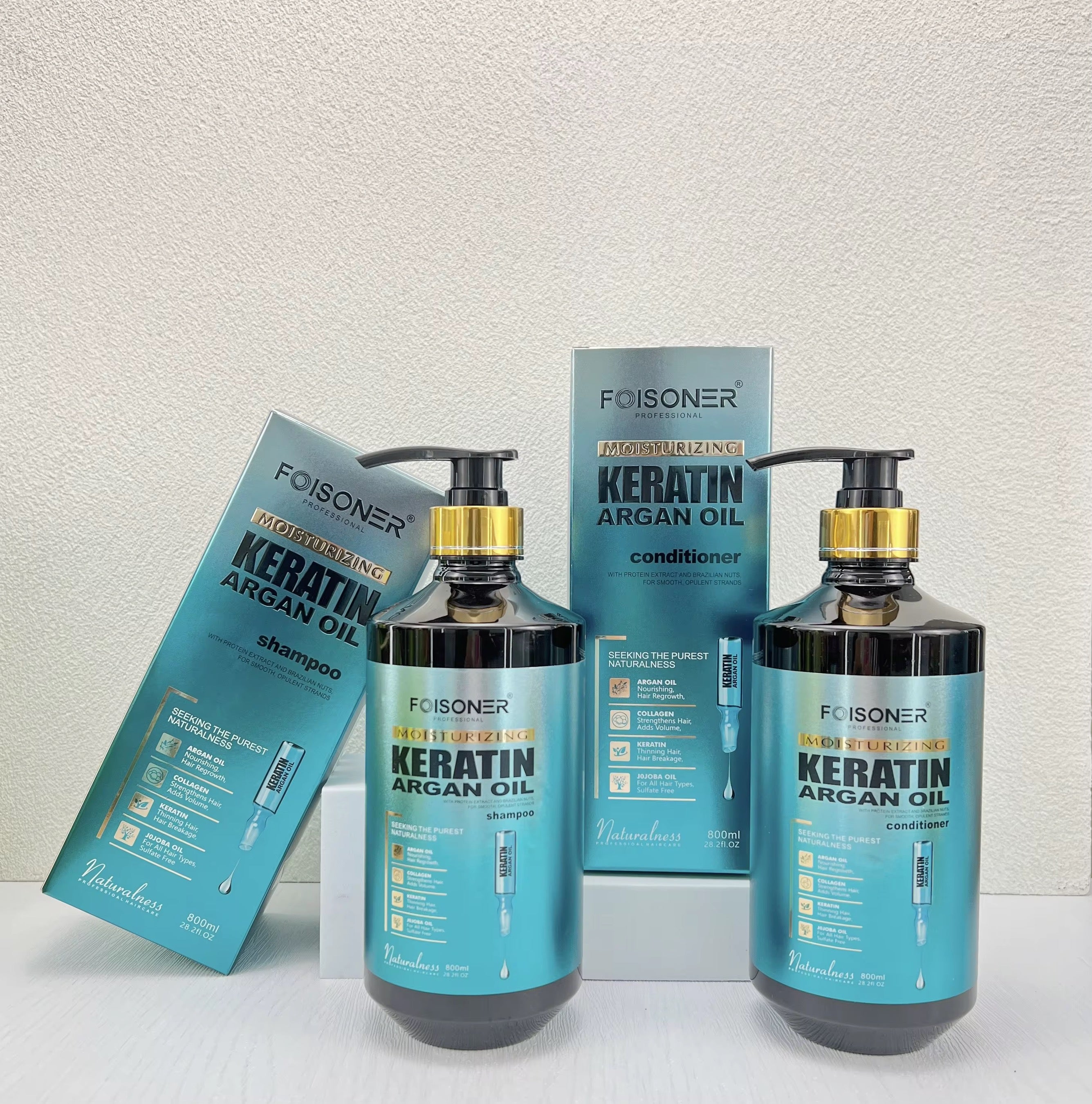 Shampoja, Zbutësi dhe Maska Moisturizing Keratin Argan Oil