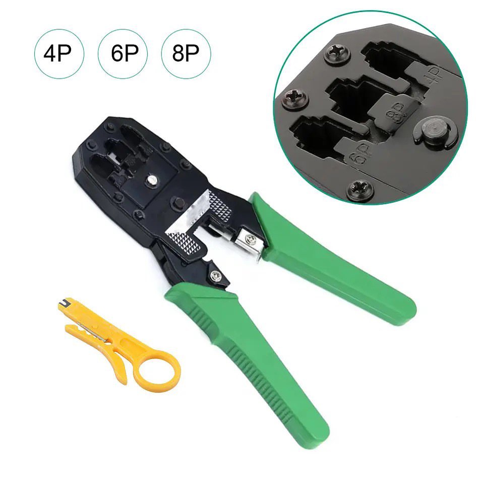 Pinca për prerje kabujsh dhe ngjitje konektorësh, rrjeti 4-6 dhe 8 pin per ip