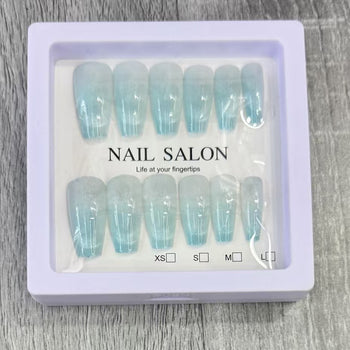 Thonj fallco të gjatë, ngjyrë bojëqielli me të bardhë, 12 copë