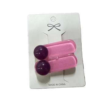 Kapëse flokësh me top akrilik, set 2 copë shumëngjyrëshe