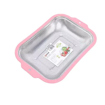 Kullesë plastike me rrjetë metalike për perime dhe fruta, pink