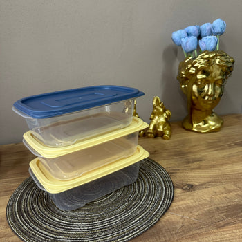 Set enësh plastike drejtkëndore me kapak për ruajtje ushqimi