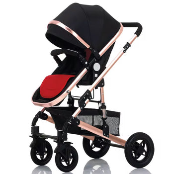 Karrocë për bebe 3 në 1 e zezë me rose gold
