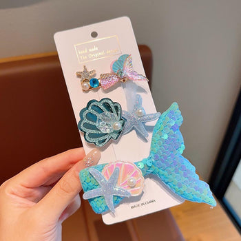 Set me 3 kapëse flokësh për fëmijë me bisht sirene