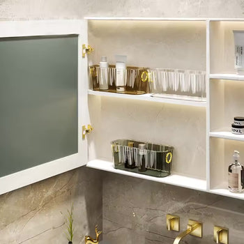 Kontenitor transparent gjatësor plastik multifunksional me detaje gold