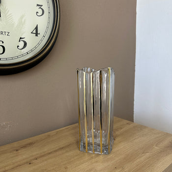 Vazo dekorative transparente me vija vertikale gold