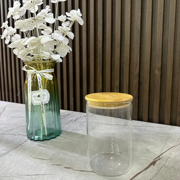 Kavanoz qelqi transparent me kapak druri