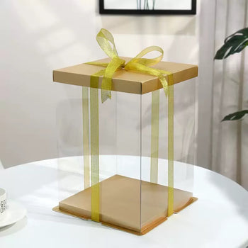 Kuti transparente për torta me fjongo