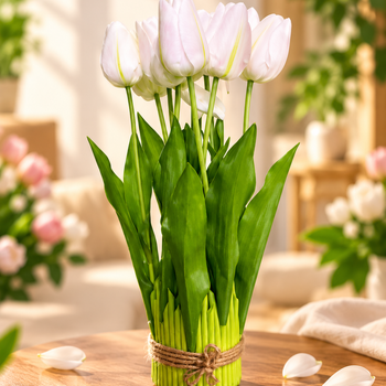 Tulipanë artificialë me bazë dekorative