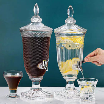 Dispenser lëngjesh prej qelqi stil klasik me dizenjo vijash e pikash, 2L
