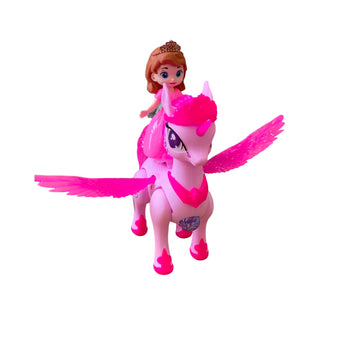 Vajza mbi kalin fluturues