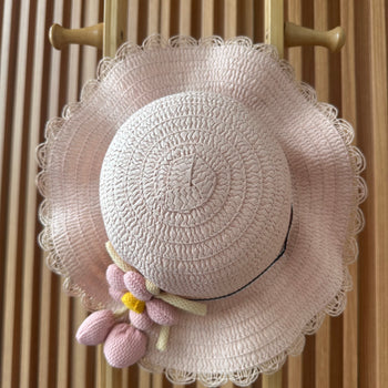 Set me kapele dhe çantë plazhi për fëmijë me lule 3D