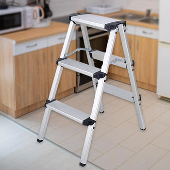 Shkallë metalike Aluminum Ladders Helping Tools të zeza me gri me 3 kate