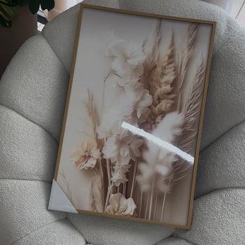 Kornizë dekorative muri me lule dhe pampas