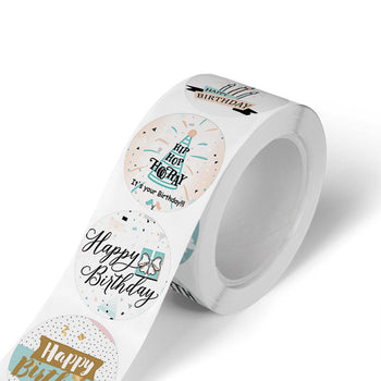 Stiker për paketime dhuratash me motive të ndryshme ditëlindjeje