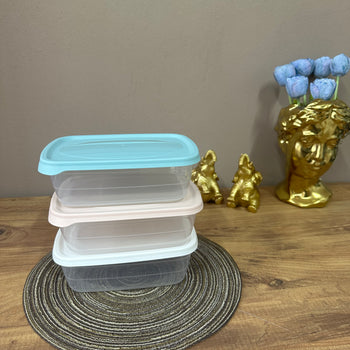 Set 3 enë plastike me kapak për ruajtje ushqimi