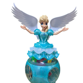 Vajza me flatra mbi topin rrotullues