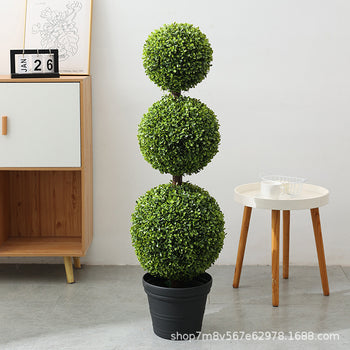 Pemë artificiale dekorative me tre toptha, ideale për ambient shtëpie apo zyre