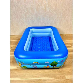 Pishinë me fryrje drejtkëndore për fëmijë me figura kafshësh si elefant e majmun