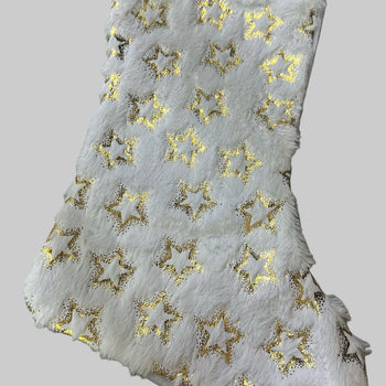 Corape e bardhë pellushi me yje gold për zbukurimin e pemës së fundvitit