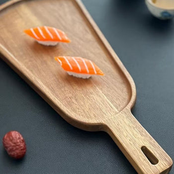 Pjatancë druri për antipasta në formë trapezi me dorezë