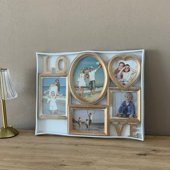 Kornizë "Love" me 5 foto në forma të ndryshme