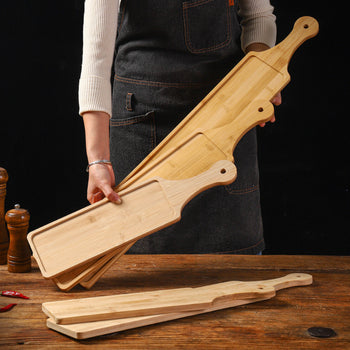 Pjatë druri servirjeje në formë drejtkëndore me dorezë