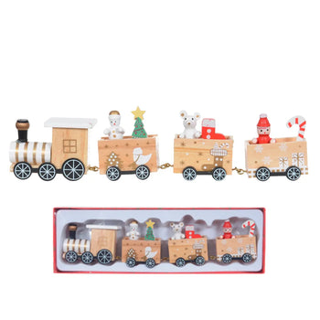 Tren i vogël lodër ngjyrë i bardh me detaje druri