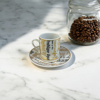 Set me filxhana kafeje me shkrime gold dhe motive “London”