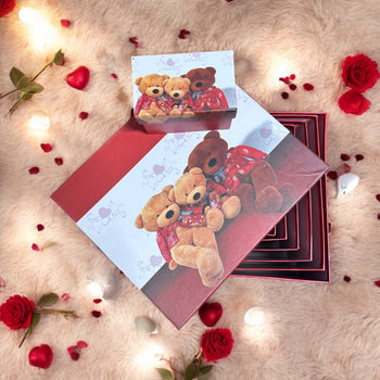 Set me 10 kuti paketimi dhuratash me dizenjo të ndryshme arushash, zemrash ose shtetesh