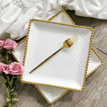 Pjatë porcelani katrore me kontur gold