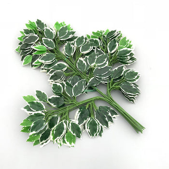 Degë me gjethe artificiale me 3 ndarje me ngjyrë jeshile e të bardhë