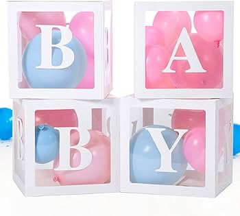 Kuti për baby shower me shkronja “Baby”