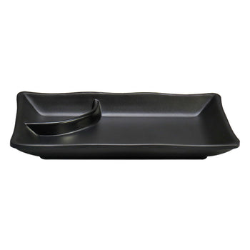 Pjatë melamine e zezë me cep me ndarje