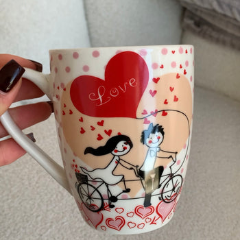 Filxhan qeramike Love, 8*H10.5cm , e bardhë me zemra