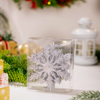 Flokëbore me shkelqim silver & xixa të bardha, 15 cm