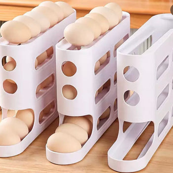 Organizuese plastike me 4 kate për vezët në frigorifer