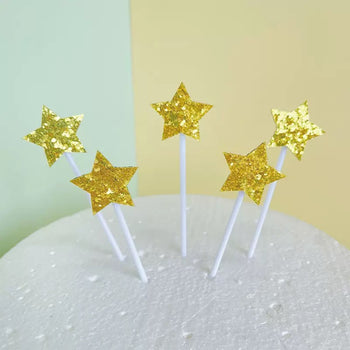 Dekor për tortë me yje gold (cake topper)