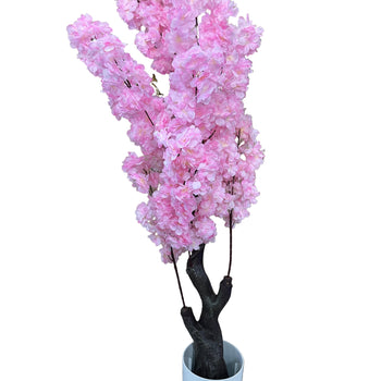 Pemë artificiale dekorative me lule qershie dhe trungu kafe