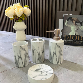 Set aksesorësh tualeti me efekt mermeri