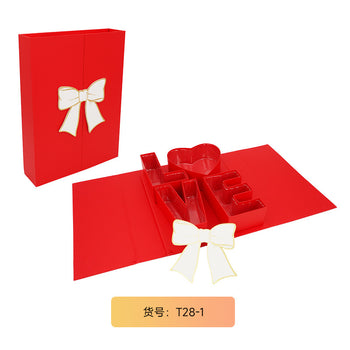 Kuti dhuratash “LOVE” me formë zemre dhe fjongo dekorative, për surpriza romantike