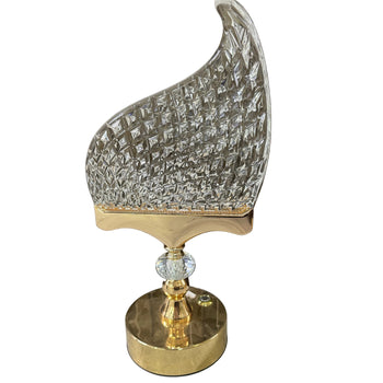 Llambë tavoline dekorative LED me formë valëzuese dhe bazë metalike gold