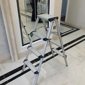 Shkallë metalike Aluminum Ladders Helping Tools të zeza me gri me 4 kate